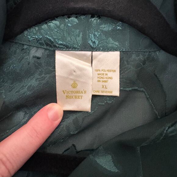 Victoria's Secret green satin sleep shirt XL gold crown label vintage 80s - Picture 4 of 5